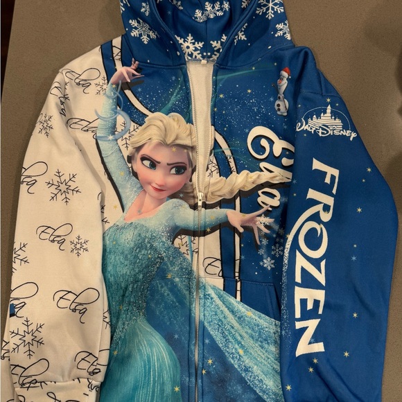 Disney Frozen Elsa Hoodie Size Small | Full Zip Sweatshirt | Blue & White Olaf - Picture 1 of 8